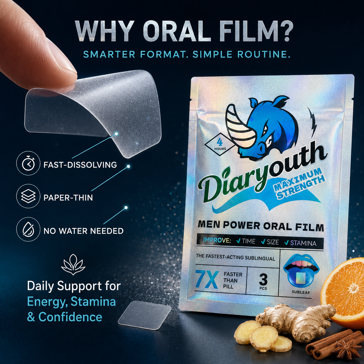 ⚡♨️Late Night Power Oral Strips 🍆🍌Fast-Acting Support for Men’s Vitality & Stamina-ABB8