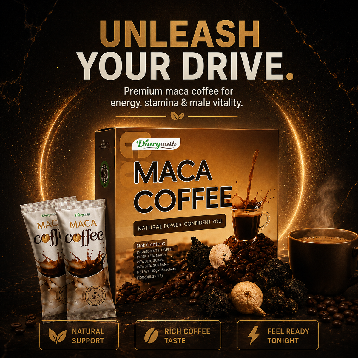 💪🟠Ultimate Testosterone Revival☕🍌Energy Maca CoffeeSolid Drink-ABB8